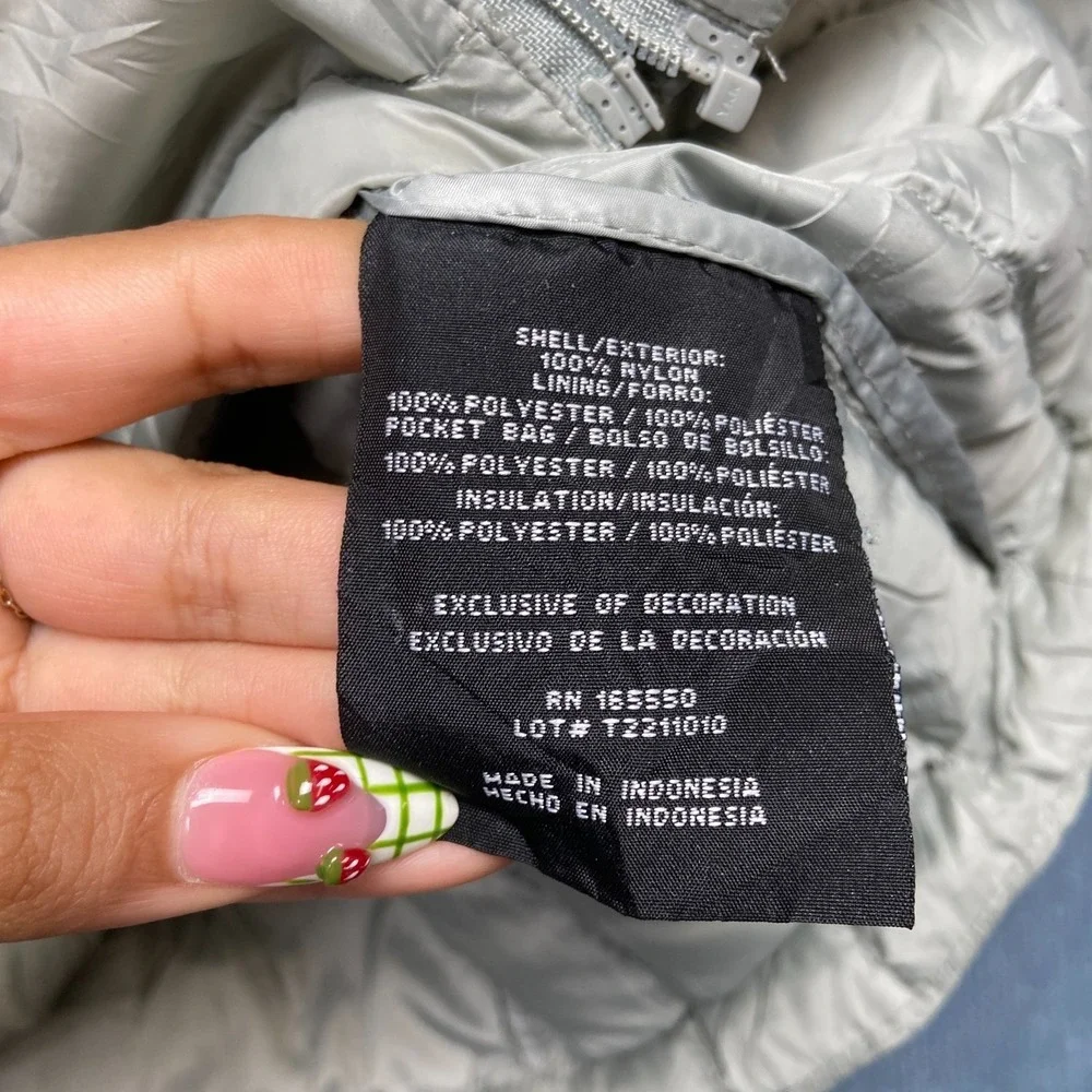 32 Degrees Heat Down Puffer Vest Womens L Gray Nylon Full Zip Mock Neck Casual